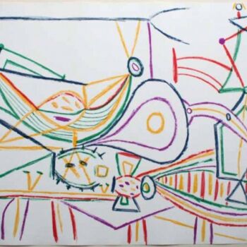 Printmaking titled "Picasso - Still life" by Pablo Picasso, Original Artwork