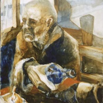 Peinture intitulée "Anciano en el bar" par Pablo Scioti, Œuvre d'art originale