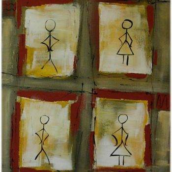 Painting titled "homme-femme" by Alain Thomas, Original Artwork