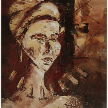 Painting titled "femme au collier" by Alain Thomas, Original Artwork