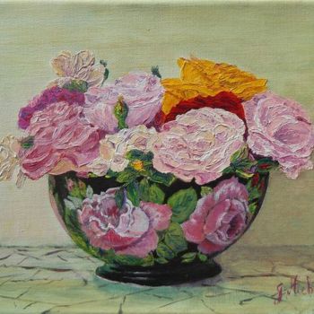 Painting titled "Les roses" by Pachet Micheneau, Original Artwork