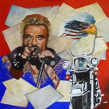 Painting titled "Johnny Hallyday" by Christian Pacaud, Original Artwork, Oil