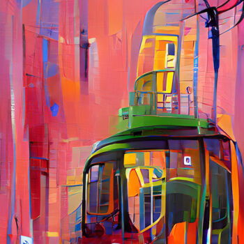 Digital Arts titled "Tranvía en Lisboa" by Paco Fuente, Original Artwork, Digital Painting