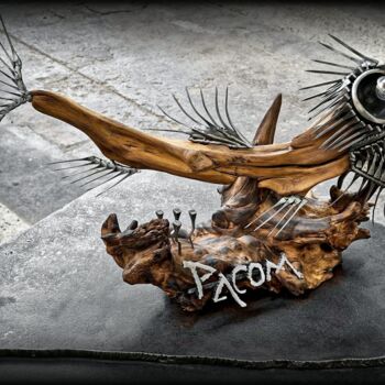 Rzeźba zatytułowany „Piranha z” autorstwa Pacom, Oryginalna praca, Metale