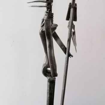 Sculpture intitulée "Guerrier Massaï" par Pacom, Œuvre d'art originale, Métaux