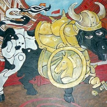 Pintura titulada "Toros" por Paco Melendez, Obra de arte original