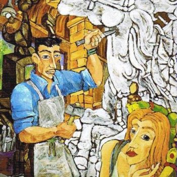 Pintura titulada "Escultor" por Paco Melendez, Obra de arte original