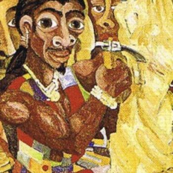 Pintura titulada "Tallador africano" por Paco Melendez, Obra de arte original