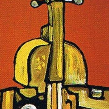 Pintura titulada "Violin naranja" por Paco Melendez, Obra de arte original
