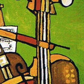 Painting titled "Violin verde" by Paco Melendez, Original Artwork