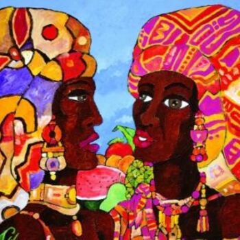 Peinture intitulée "DOS AFRICANAS" par Paco Melendez, Œuvre d'art originale