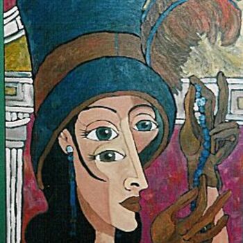Painting titled "MUJER CON SOMBRERO" by Paco Melendez, Original Artwork