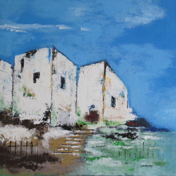 Painting titled "petit village 2" by Paddy, Original Artwork, Acrylic