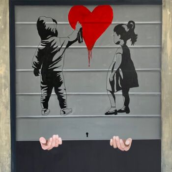 Ζωγραφική με τίτλο "Banksy ca suffit !!…" από Paddy, Αυθεντικά έργα τέχνης, Ακρυλικό Τοποθετήθηκε στο Ξύλινο φορείο σκελετό