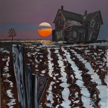 Painting titled "Soleil d'hiver" by Paddy, Original Artwork, Acrylic Mounted on Wood Stretcher frame