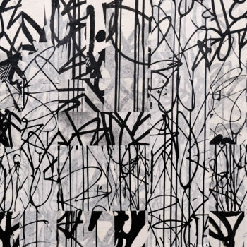 Peinture intitulée "Collage de Piafs NB…" par Paf Le Piaf, Œuvre d'art originale, Collages