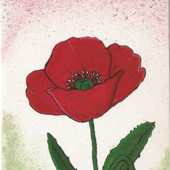 Painting titled "coquelicot" by Tof, Original Artwork