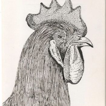 Peinture intitulée "tête de coq" par Tof, Œuvre d'art originale