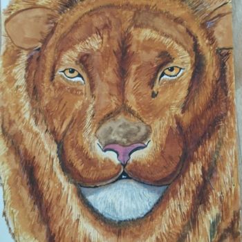 Painting titled "tête de lion" by Tof, Original Artwork