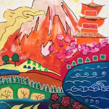 Malerei mit dem Titel "Sakura" von Patricia Hertig, Original-Kunstwerk, Acryl