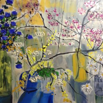 Malerei mit dem Titel "Le jardin Zen" von Patricia Hertig, Original-Kunstwerk, Acryl