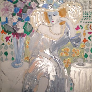 Malerei mit dem Titel "White Hat - Garden…" von Patricia Hertig, Original-Kunstwerk, Acryl
