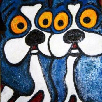 Painting titled "BLUE BOSTONS" by Paige Gallery, Original Artwork, Oil