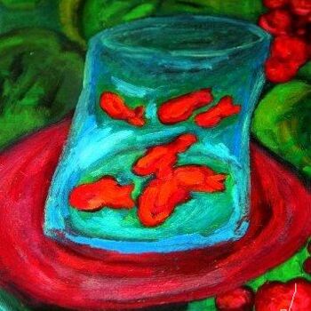 Painting titled "Fish for Thought" by Paige Gallery, Original Artwork, Oil