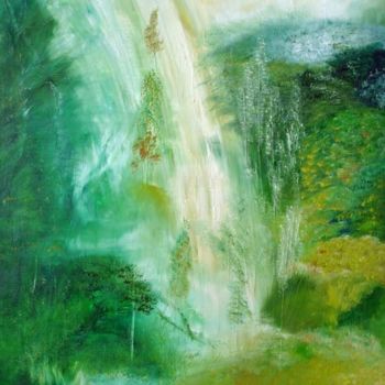 Картина под названием "cascade verdure" - Catherine Simon, Подлинное произведение искусства