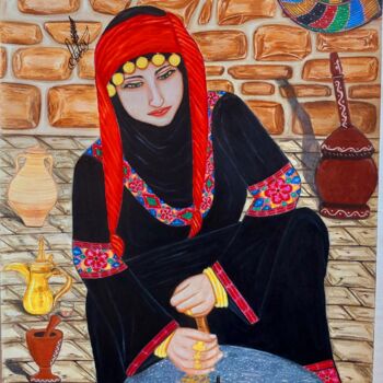 Schilderij getiteld "A Lady" door Noor M.A, Origineel Kunstwerk, Pastel