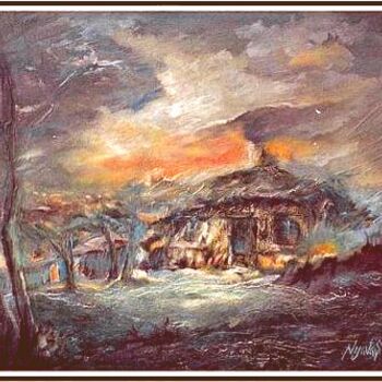 Malerei mit dem Titel "gece-kondu.jpg" von Nihat Yavas, Original-Kunstwerk, Öl