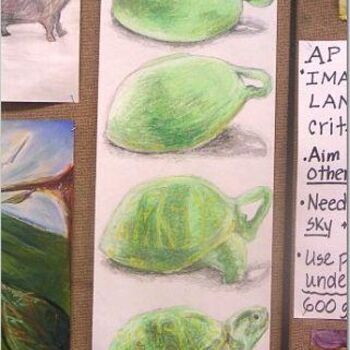 Schilderij getiteld "Turtle to Teacup" door Brittany Sundgren, Origineel Kunstwerk