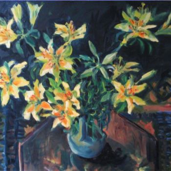 Painting titled "LILLIES" by Ian Forbes, Original Artwork, Oil