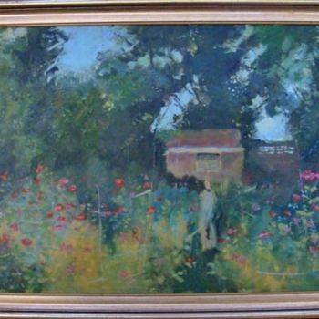 Painting titled "BEARWOOD GARDEN" by Ian Forbes, Original Artwork, Oil