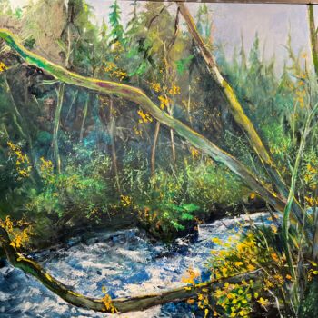 Painting titled "View from my studio…" by Lee Andres Christiansen, Original Artwork, Oil Mounted on Wood Stretcher frame