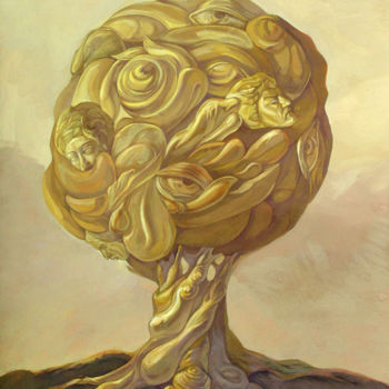 Painting titled "Tree of Knowledge" by Filip Mihail, Original Artwork, Gouache