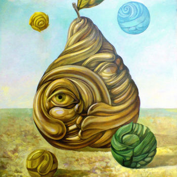 Painting titled "Knowledge Fruit" by Filip Mihail, Original Artwork, Oil