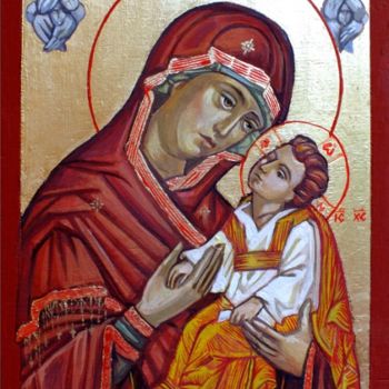 Painting titled "Saint Mary" by Filip Mihail, Original Artwork, Tempera