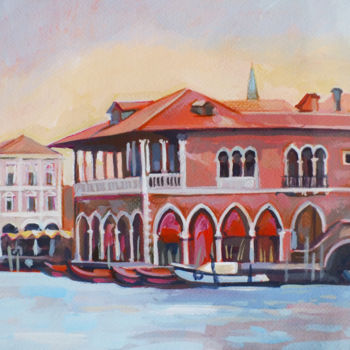 Malerei mit dem Titel "Venice Fish Market" von Filip Mihail, Original-Kunstwerk, Acryl