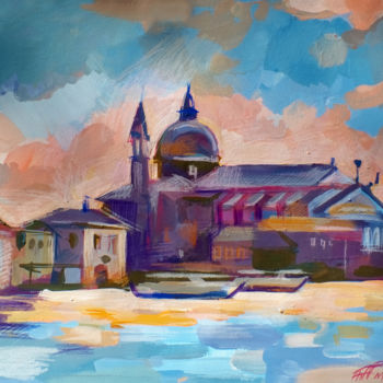 Painting titled "San Giorgio Basilica" by Filip Mihail, Original Artwork, Acrylic