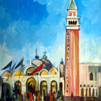 Malerei mit dem Titel "Piazza San Marco" von Filip Mihail, Original-Kunstwerk, Acryl