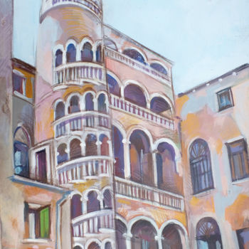 Malerei mit dem Titel "Bovolo Staircase" von Filip Mihail, Original-Kunstwerk, Acryl