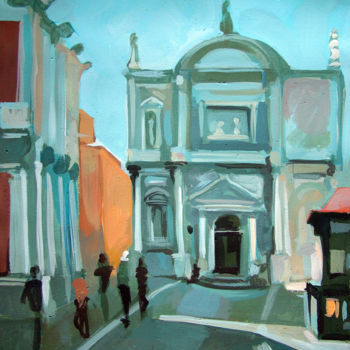 Painting titled "Chiesa di San Rocco" by Filip Mihail, Original Artwork, Acrylic