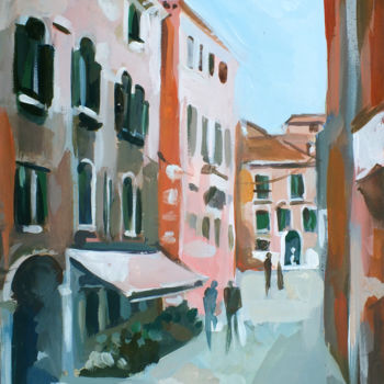 Painting titled "Venetian Street" by Filip Mihail, Original Artwork, Acrylic