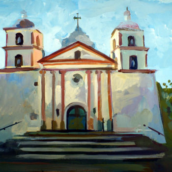 Malerei mit dem Titel "Santa Barbara Missi…" von Filip Mihail, Original-Kunstwerk, Acryl
