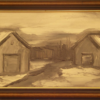 Painting titled "Buildings in Sweden" by Painters From Finland, Original Artwork, Oil