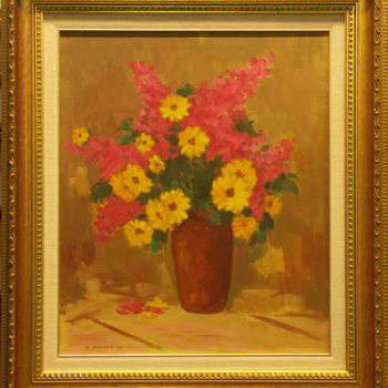 Schilderij getiteld "Flowers" door Painters From Finland, Origineel Kunstwerk, Olie
