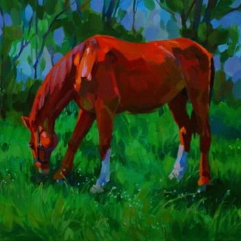 Painting titled "On the pasture" by Paintings By Various Artists From Ukraine, Original Artwork, Oil