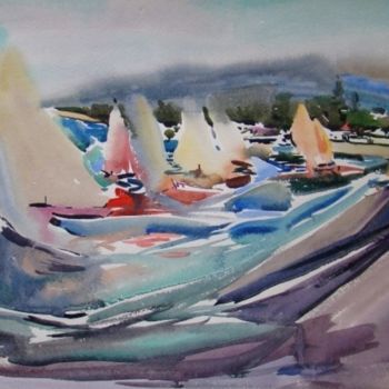 Painting titled "Sea in May" by Paintings By Various Artists From Ukraine, Original Artwork, Watercolor