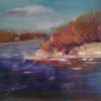 Painting titled "Ice floes on the ba…" by Paintings By Various Artists From Ukraine, Original Artwork, Oil
